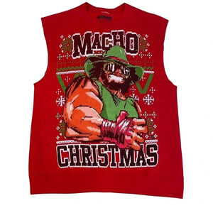Macho Man Randy Savage Christmas Sleeveless Sweatshirt • Small